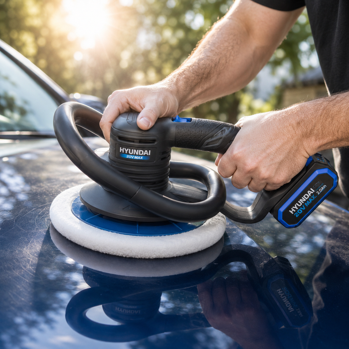 Hyundai 20V Cordless Random Orbital Buffer Polisher – 9.5" | Lightweight Design | Brushed Motor – Skin Only