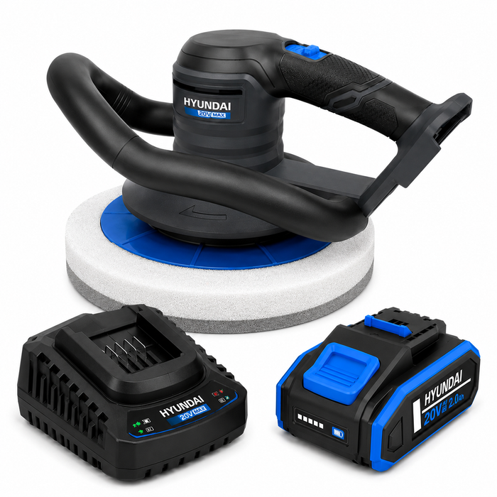 Hyundai 20V Orbital Polisher Full Kit - Random Orbital Buffer Polisher + 2.0Ah Battery & Fast Charger - Car Detailing Kit