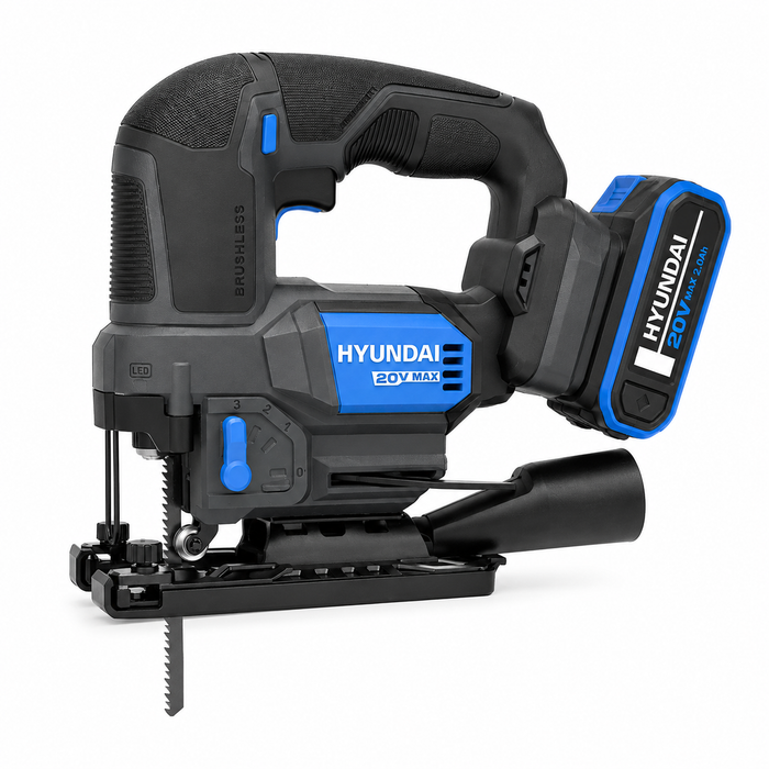 Hyundai 20V Brushless Jig Saw – Adjustable Base, 4-Stage Pendulum, LED, Variable Speed - Skin Only