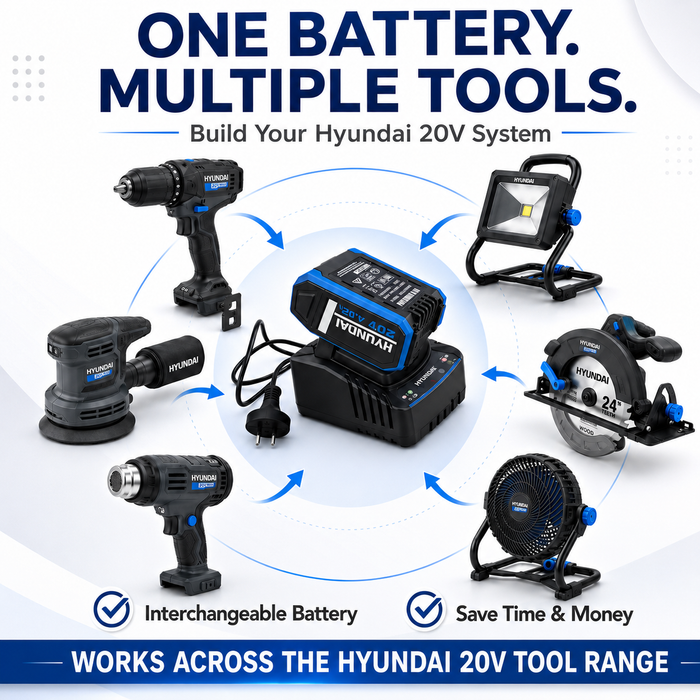 Hyundai 20V Brushless Reciprocating Saw – 300mm Cut, Tool-Free Blade Change - Skin Only