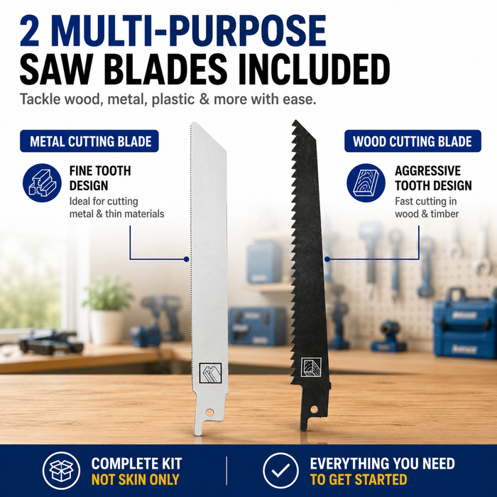 Hyundai 20V Cordless Reciprocating Saw – 100mm Wood Cut, Tool-Free Blade Change, Variable Speed - Skin Only