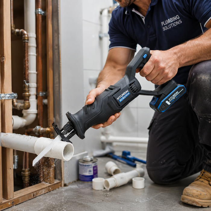 Hyundai 20V Cordless Reciprocating Saw – 100mm Wood Cut, Tool-Free Blade Change, Variable Speed - Skin Only