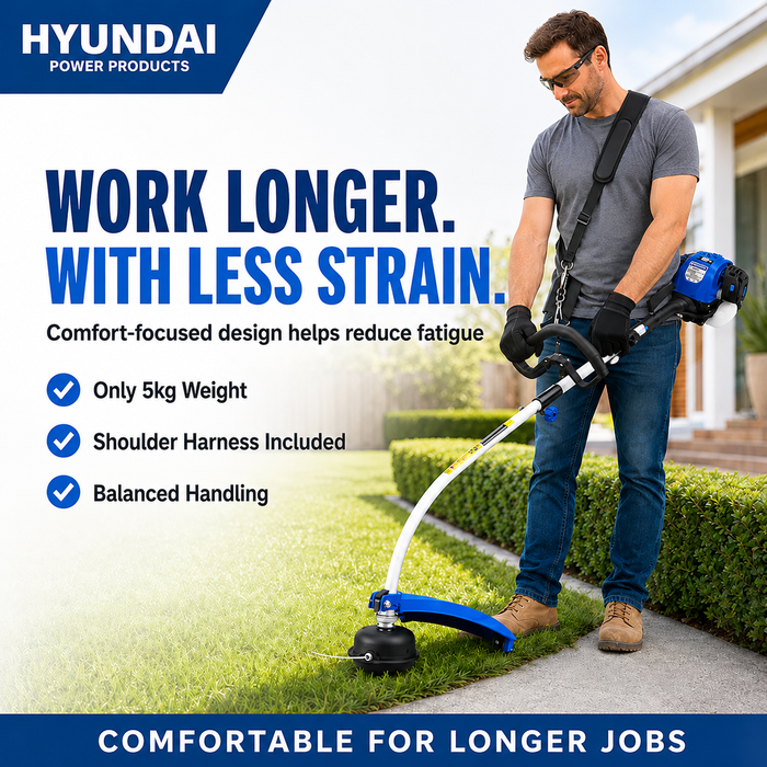 Hyundai 26cc Petrol Grass Trimmer – Lightweight 2-Stroke Line Trimmer with Tap & Go Head