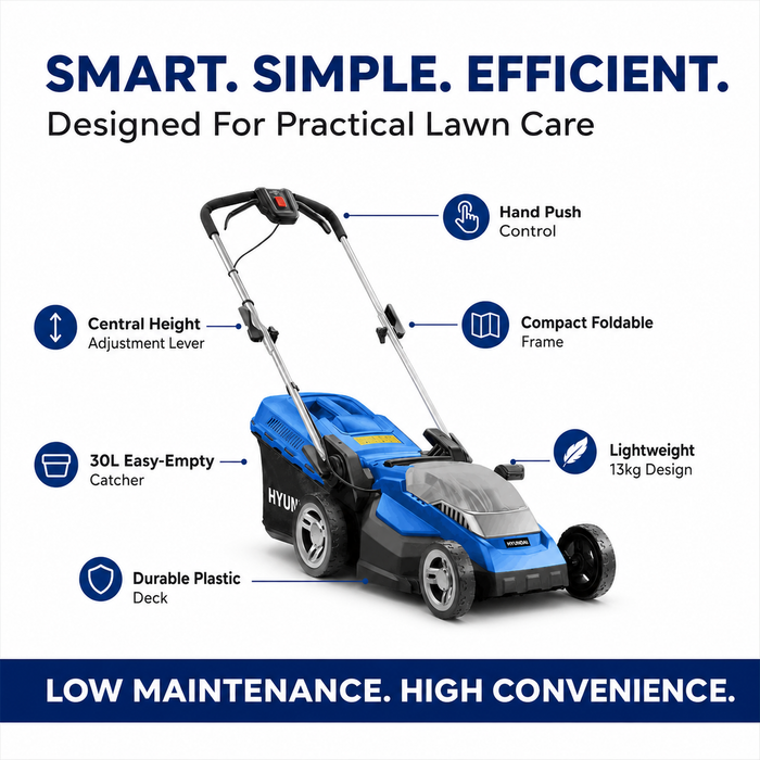 Hyundai 15" 40V Battery Lawn Mower Kit – Push Mower, Cordless + 2.0Ah Battery & Charger