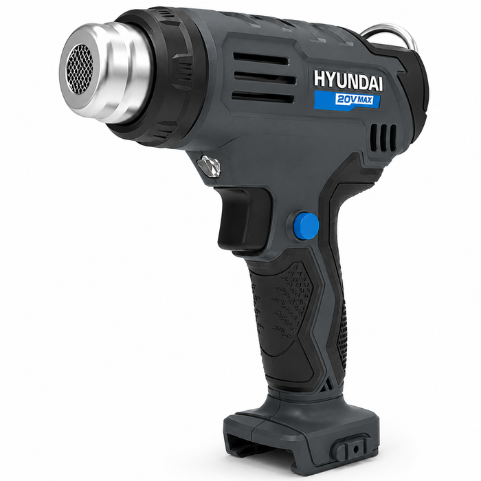Hyundai 20V Cordless Heat Gun – 2 Temp Settings (350°C/550°C), Auto Cooldown, Lock-On Switch – Skin Only