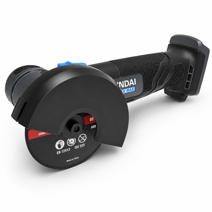 Hyundai 20V Mini Angle Grinder – 19500rpm, 76mm Disc, Tool-Free Guard - Skin Only