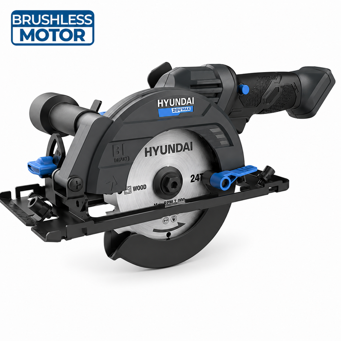 Hyundai 20V Brushless Mini Circular Saw – 120mm Blade, 41mm Cut Depth - Skin Only