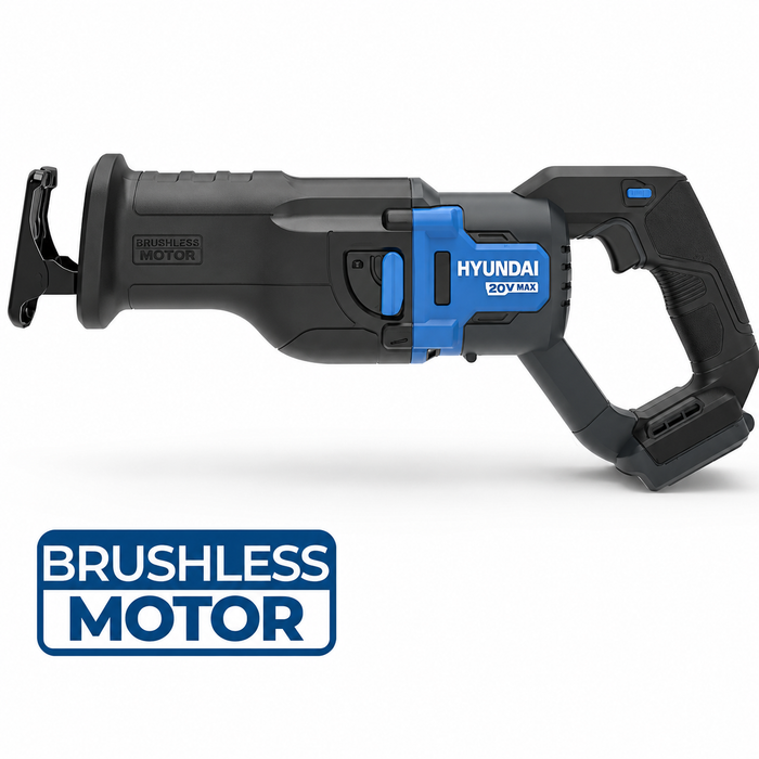 Hyundai 20V Brushless Reciprocating Saw – 300mm Cut, Tool-Free Blade Change - Skin Only