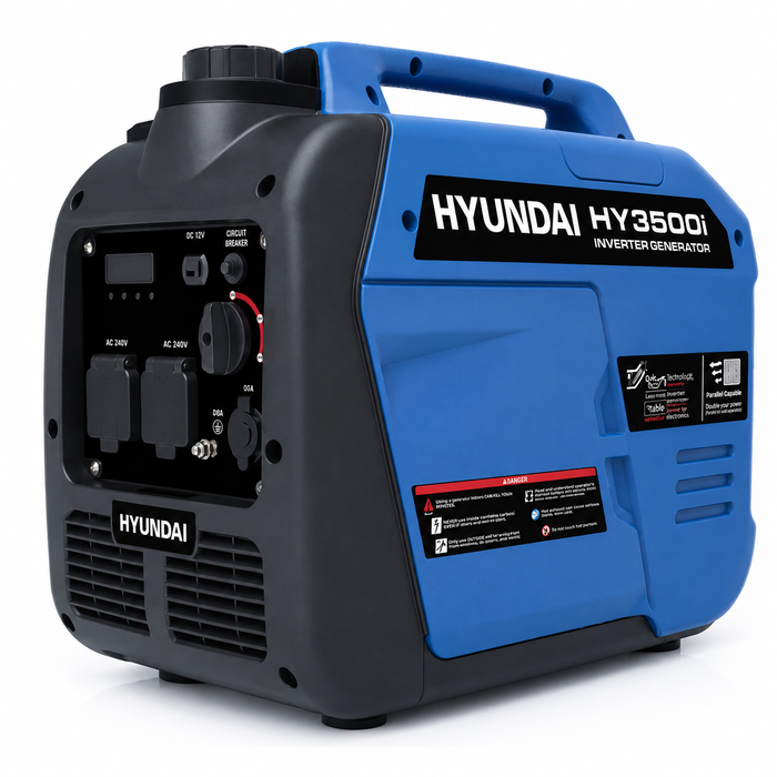 Hyundai 3500W Inverter Generator - Portable, quiet, backup for camping, jobsites or home