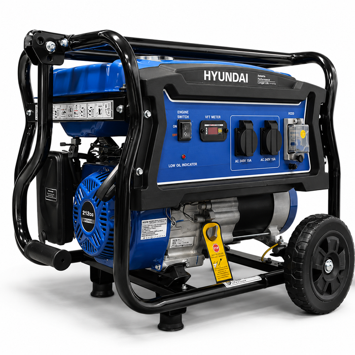Hyundai 4kVA Portable Petrol Generator - Compact, powerful, dependable for home, jobsite or shed