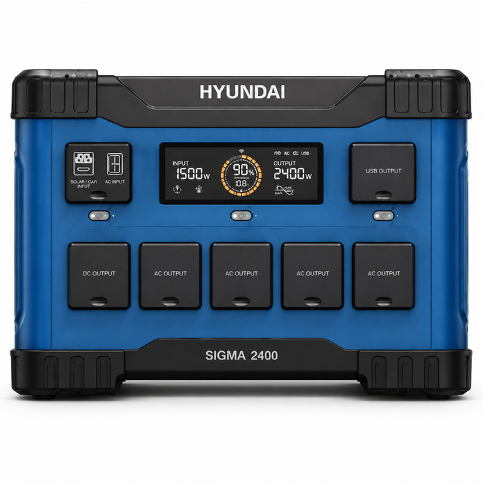 Hyundai 2400W Lithium Power Station – 2150Wh, LiFePO4, Solar/Car/USB Charging