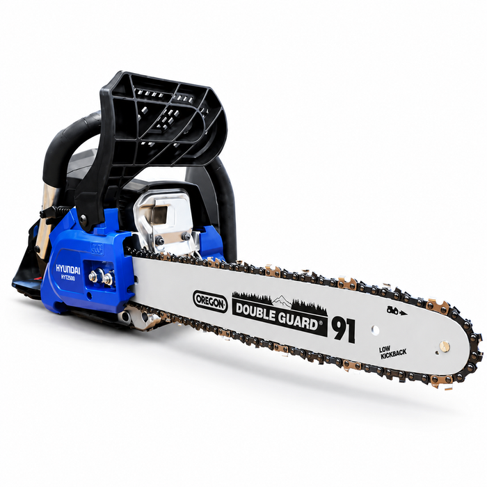 Hyundai 18" PETROL CHAINSAW – 53cc 2-Stroke, Oregon Bar, Anti-Vibration, Auto Chain Lube, Kick-Back Protection (HY5310)