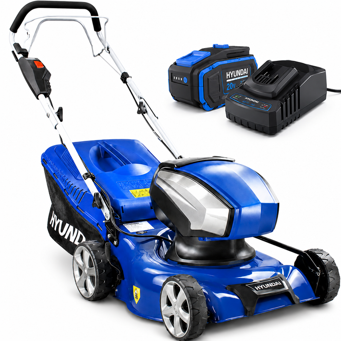 Hyundai 17" 40V BATTERY LAWN MOWER – Steel Deck, Hand Push, Cordless, 3-in-1 - With 4Ah Battery and Charger - FULL KIT (HY42-E40(P))