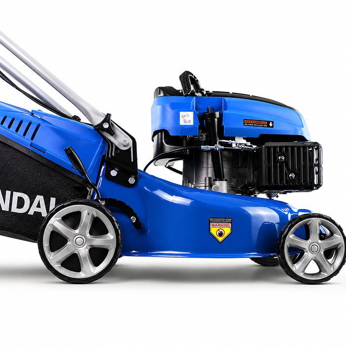 Hyundai 17" Petrol Lawn Mower Push - 145cc Engine, 6 Cutting Heights, Mulching, Compact Foldable Design