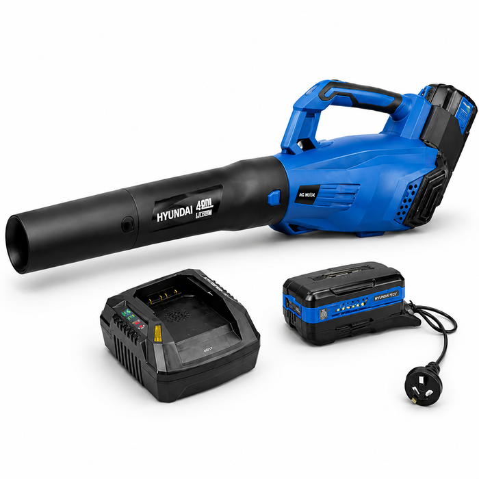 Hyundai 40V CORDLESS LEAF BLOWER KIT – 212km/h Power, Battery & Charger Included – Garden, Patio, Driveway & Gutter Cleanup - FULL KIT (HYB40LI/HY40B2/HY40C2)