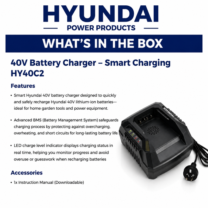 Hyundai 40V 4Ah BATTERY CHARGER – Fast Charging for Hyundai 40V 4Ah Battery (4Ah HY40C5)