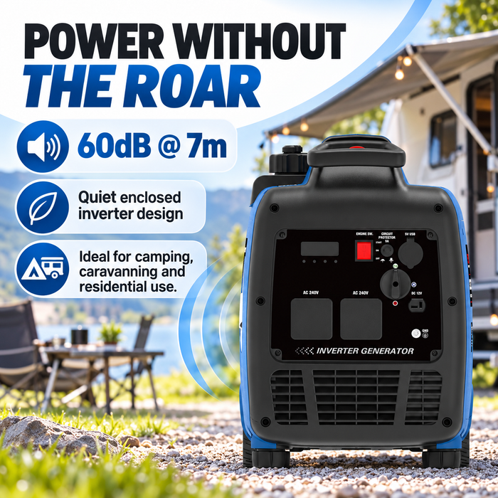Hyundai 3500W Inverter Generator – Electric Start, Quiet & Portable Power for Camping, Caravans & Home Backup