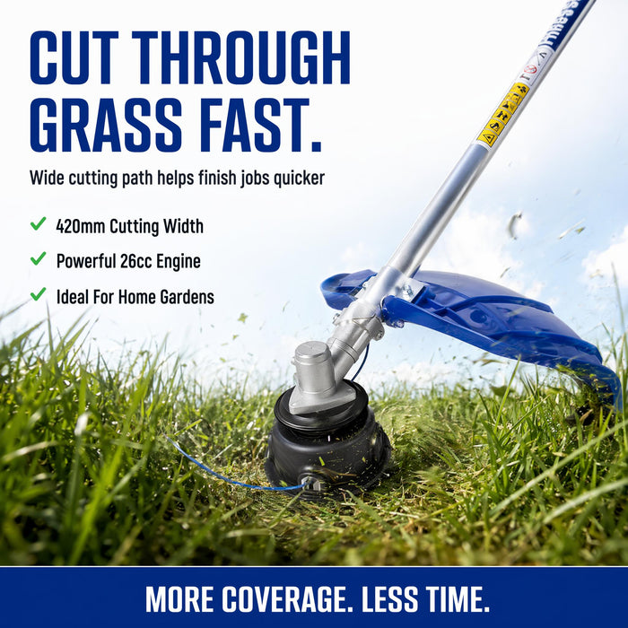 Hyundai 26cc 2-Stroke Petrol Brush Cutter – Lightweight Grass Trimmer with Tap & Go Head