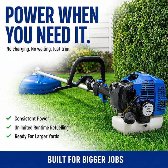 Hyundai 26cc 2-Stroke Petrol Brush Cutter – Lightweight Grass Trimmer with Tap & Go Head