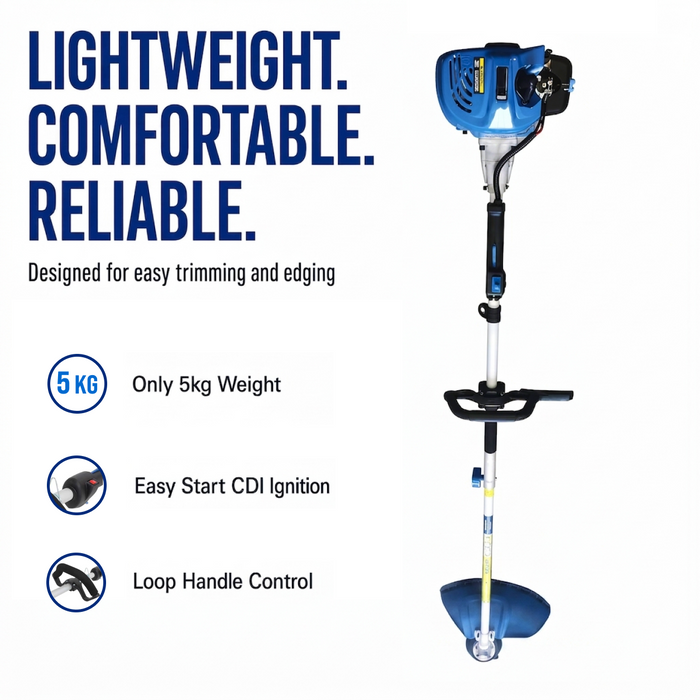 Hyundai 26cc 2-Stroke Petrol Brush Cutter – Lightweight Grass Trimmer with Tap & Go Head