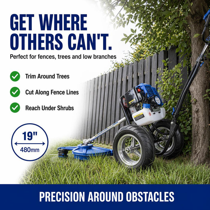 Hyundai 52cc Petrol Wheeled Grass Trimmer - 43cm Cutting Width Large Wheels