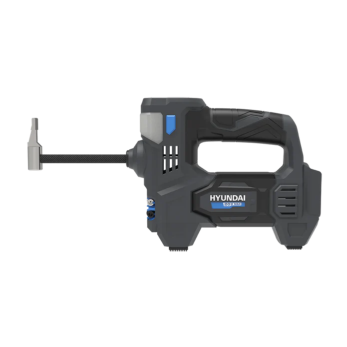 Hyundai 20V Cordless Tyre Inflator Kit – 150 PSI Portable Air Compressor + 2.0Ah Battery & Fast Charger | Car, Bike, 4WD, Camping & Emergency Tyre Pump (IF20S / B120-2 / C202-2)