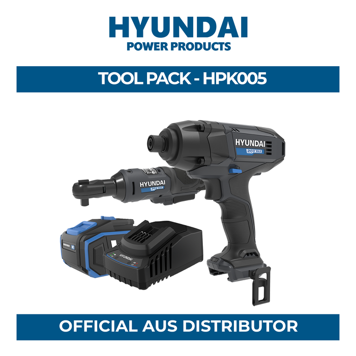 Hyundai Power Tools 2 Piece Kit - Impact Driver + Ratched Wrench + 4Amp Battery and Charger ( HPK005 )