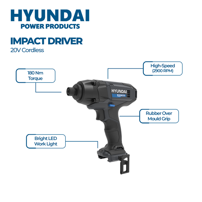 Hyundai Power Tools 3 Piece Kit - Impact Driver + Hammer Drill + Angle Grinder + 4Amp Battery + Charger ( HPK006 )