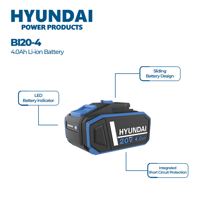 Hyundai 20V Hammer Drill & Impact Wrench + 4.0Ah Battery & Fast Charger Kit