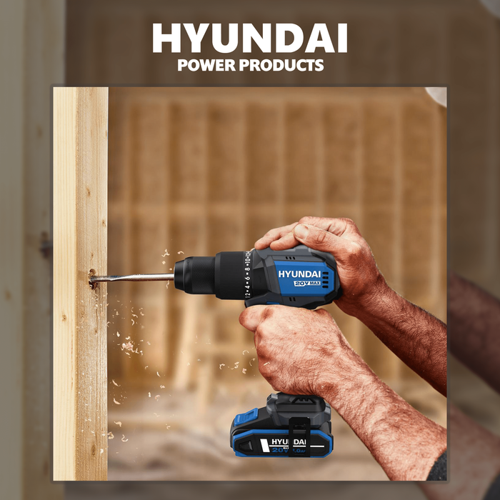 Hyundai Power Tools 2 Piece Kit - Hammer Drill & Impact Driver + 4Amp Battery and Charger