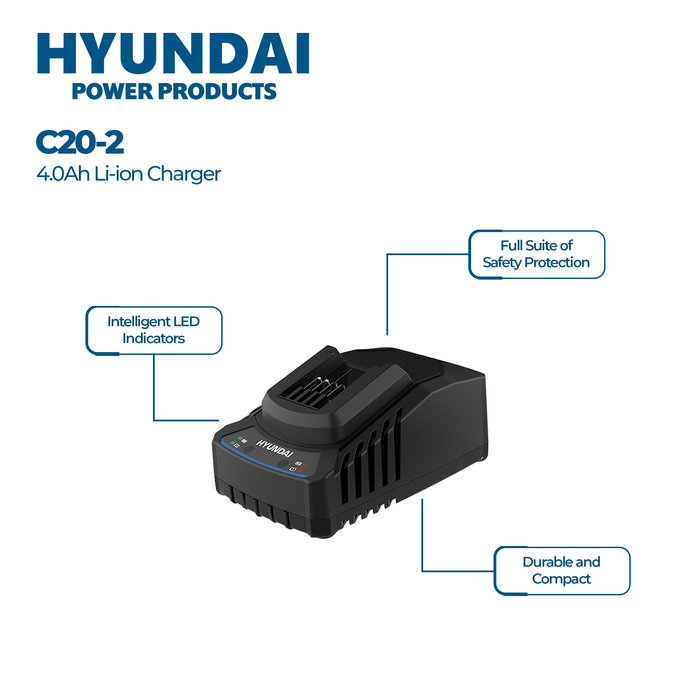 Hyundai Power 4 Piece Kit - Hammer Drill + Impact Driver + Jigsaw + Blower + 1 x 2Amp Battery and Charger ( HPK003 )