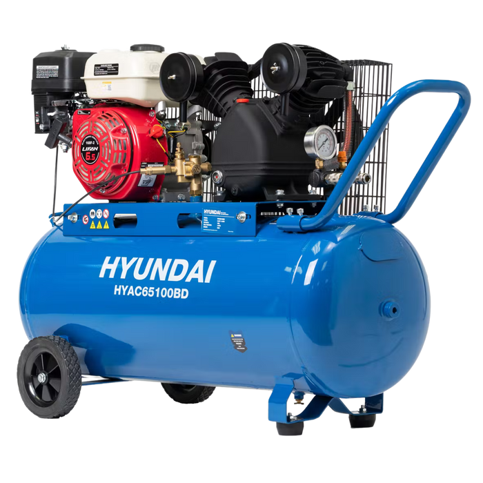 Hyundai 6.5HP Petrol 116psi Portable Air Compressor 312L/min HYAC65100BD